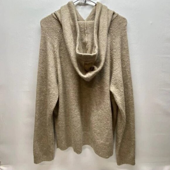 H&M Hooded Sweater Women's Small Oatmeal Heather Oversized Fine Knit Pullover - Picture 6 of 9